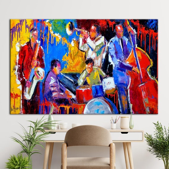 Abstract Music Canvas, Oil Painting Print, Music Wall Art