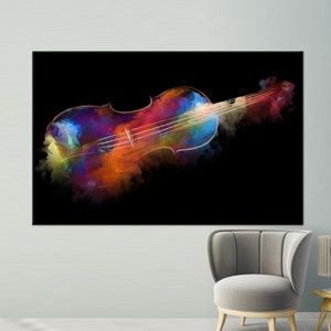 Colorful Violin Wall Art, Abstract Music Instrument Canvas Print, Vibrant Musical Decor for Music Room or Studio, Abstract Canvas Art
