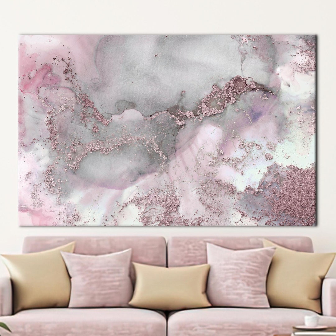Pink and Gray Marble Gray Marble Printed Abstract Printed Etsy