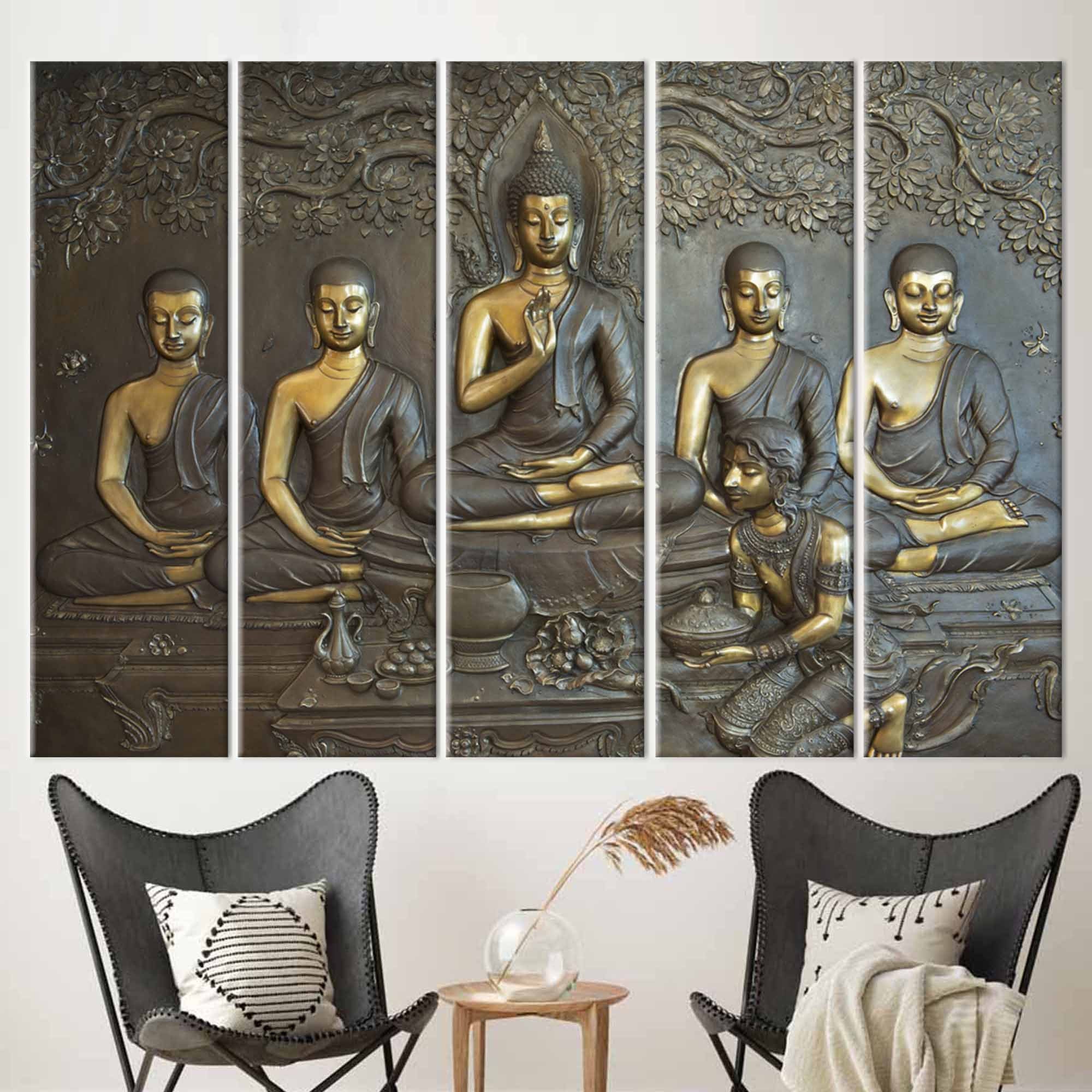 Living Room Wall Art, Canvas Wall Art, Large Canvas, Buddha Statue ...