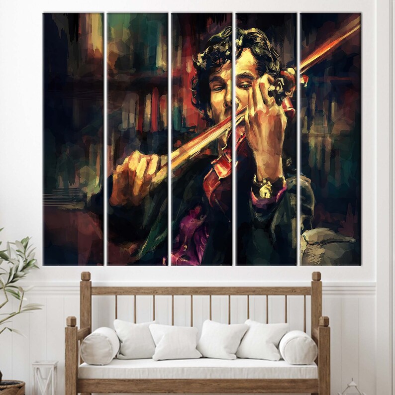 Music Poster, Violinist Art, Music Room Art Canvas, Sherlock Holmes Poster, Men Violins Poster, Modern Canvas Art, Violin Canvas Art, image 6