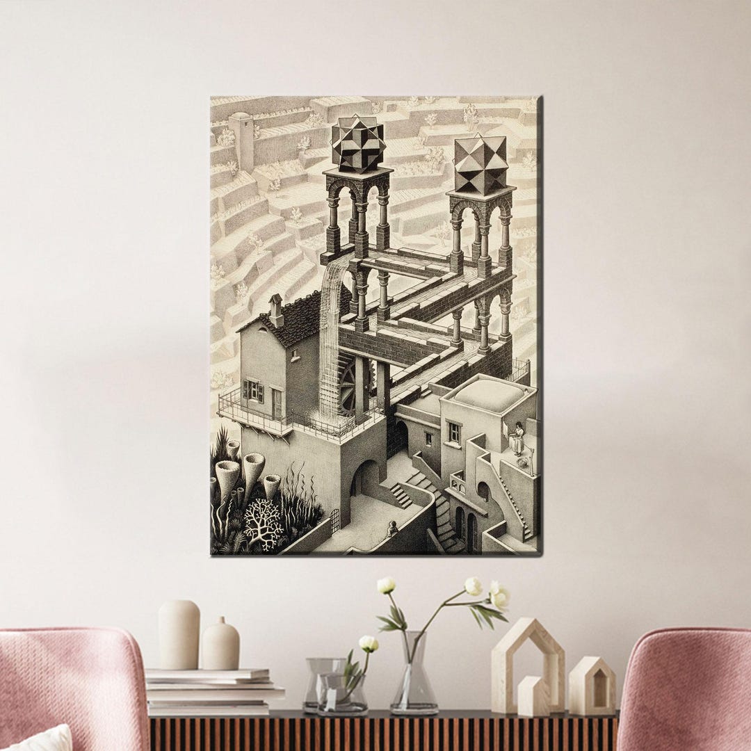 Impossible Structure Canvas Wall Art, M.C. Escher Inspired Optical ...