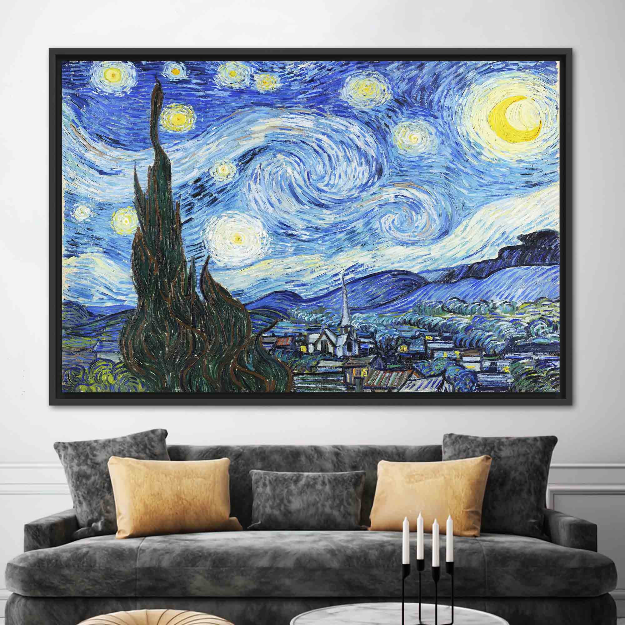 油絵プリント、星月夜アートキャンバス、ヴィンセント・ヴァン・ゴッホ