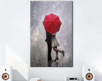 Hugging Couple Canvas Decor, Romantic Couple Canvas Print, Couple Wall Decor, Modern Wall Decor, Living Room Wall Art, Red Wall Decor