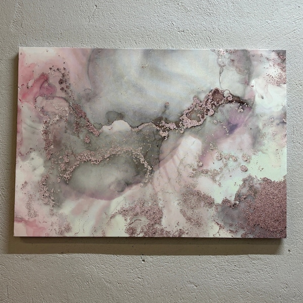 Pink And Gray Marble, Gray Marble Printed, Abstract Printed, Pink Marble Art Canvas, Luxury Marble Artwork, Alcohol Ink Wall Decor,