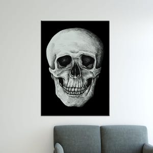 Schädel Wand Kunst, schwarzes Kunstwerk, moderne Wandbehang, Mann Höhle Leinwand Geschenk, personalisiertes Geschenk für Papa, großes Wanddekor,