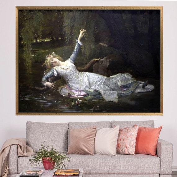 Ophelia, Woman Wall Decor, Famous Printed, Girl Printed, Reproduction Canvas, Oil Painting Print, Cabanel Ophelia Artwork,