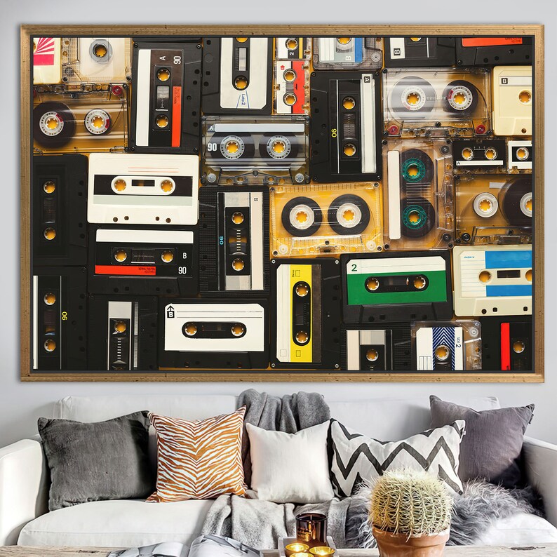 Music Art, Tapes Printed, Cassette Canvas, Old Cassette Printed, Retro Wall Art, Vintage Cassette Art Canvas, Vintage Canvas, image 9