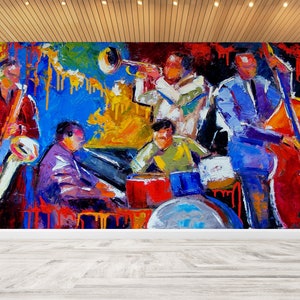 Póster de pared de música africana, impresión de pared de instrumentos musicales, mural de música de jazz, papel tapiz colorido, póster de pared de jazz colorido,