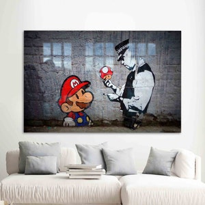 Glass Wall Decor, Glass Wall Art, Tempered Glass, Super Mario Wall Decor, Gaming Room Wall Decoration, Banksy Wall Decor,