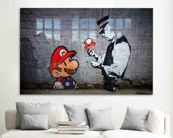 Glazen muurdecoratie, glazen muurkunst, gehard glas, Super Mario-muurdecoratie, muurdecoratie gamingkamer, Banksy-muurdecoratie,