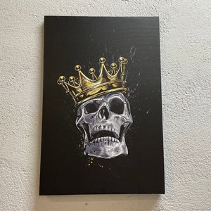 Schädel-König, schwarze und goldene Leinwand-Dekor, moderne Leinwand Geschenk, Trendy gedruckt, Schädel-Leinwand-Dekor, Schädel-König 3D, abstrakte 3D-Leinwand,
