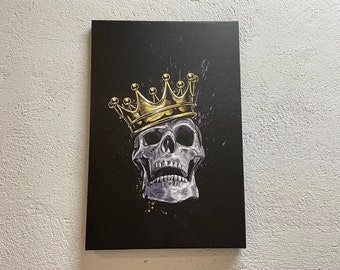 Schädel-König, schwarze und goldene Leinwand-Dekor, moderne Leinwand Geschenk, Trendy gedruckt, Schädel-Leinwand-Dekor, Schädel-König 3D, abstrakte 3D-Leinwand,