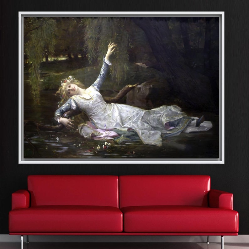 Ophelia, Woman Wall Decor, Famous Printed, Girl Printed, Reproduction Canvas, Oil Painting Print, Cabanel Ophelia Artwork, image 7