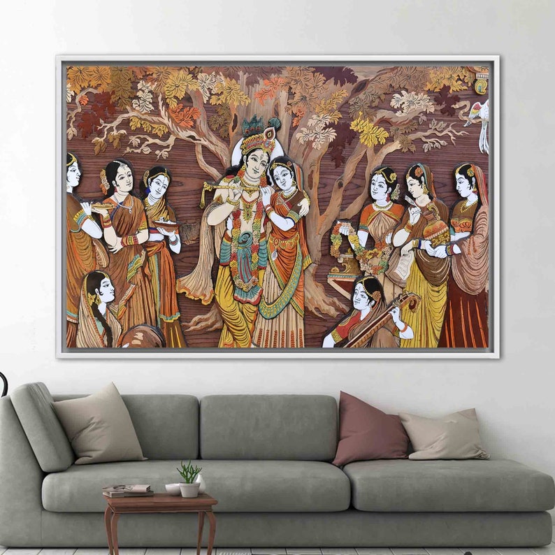 Radha Krishna Hindu Gods, Famous Artwork, Reproduction Wall Art, Hinduizm Artwork, Radha Krishna Printed, Indian Gods Printed, Hindu Wall Ar image 7