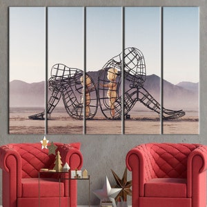 Two People Turning Their Backs On Each Other At Burning Man, Couple Gift Canvas Art, Alexander Milov Canvas Art, Trendy Printed, image 6