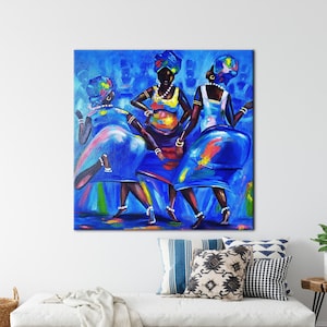 Three Black Women, Modern Canvas, African Canvas Art, Abstract Canvas Art, Abstract Woman Artwork, Black Woman Printed, image 1