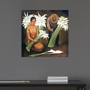 Regalo personalizado para mamá, póster de lienzo de Diego Rivera, lienzo 3D de The Carrier, decoración de lienzo con flores, decoración de pared,