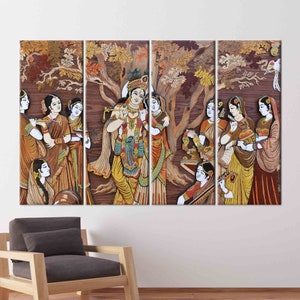 Radha Krishna Hindu Gods, Famous Artwork, Reproduction Wall Art, Hinduizm Artwork, Radha Krishna Printed, Indian Gods Printed, Hindu Wall Ar image 4
