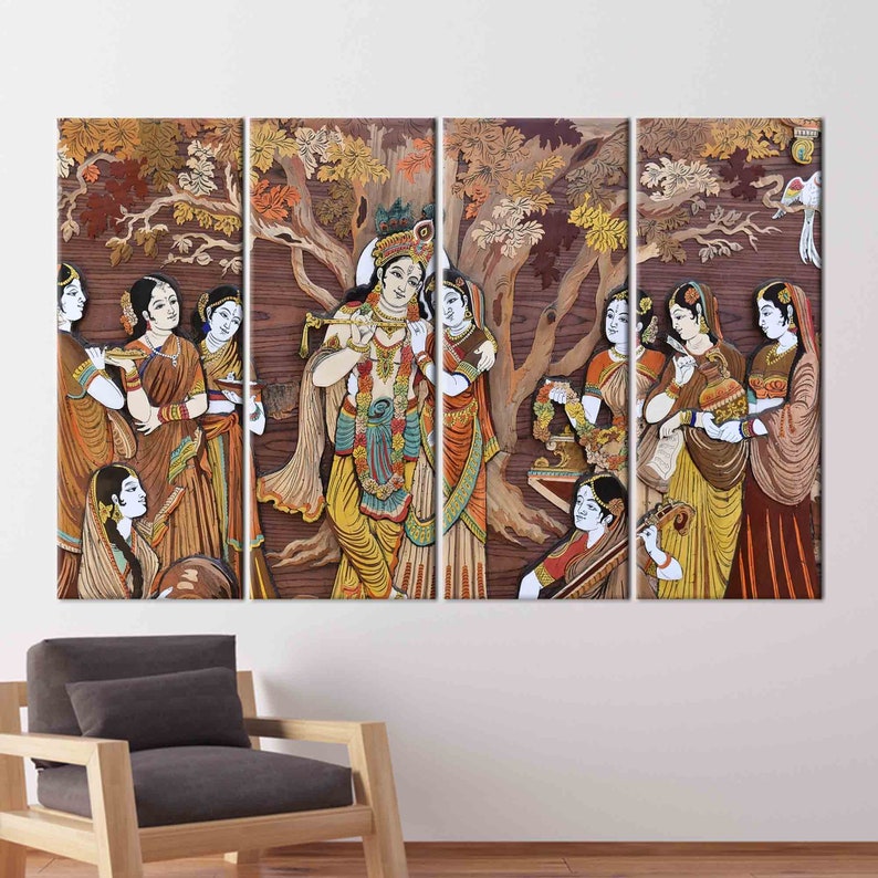 Radha Krishna Hindu Gods, Famous Artwork, Reproduction Wall Art, Hinduizm Artwork, Radha Krishna Printed, Indian Gods Printed, Hindu Wall Ar image 4