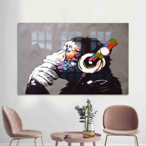 Glass Wall Art, Wall Decor, Tempered Glass, Music Glass Wall Art, Chimp Glass Wall Art, Street Glass, Abstract Wall Art,