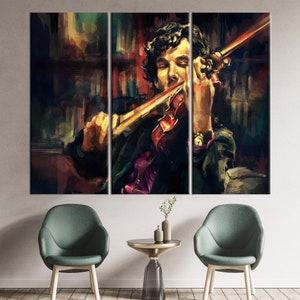 Music Poster, Violinist Art, Music Room Art Canvas, Sherlock Holmes Poster, Men Violins Poster, Modern Canvas Art, Violin Canvas Art, image 4