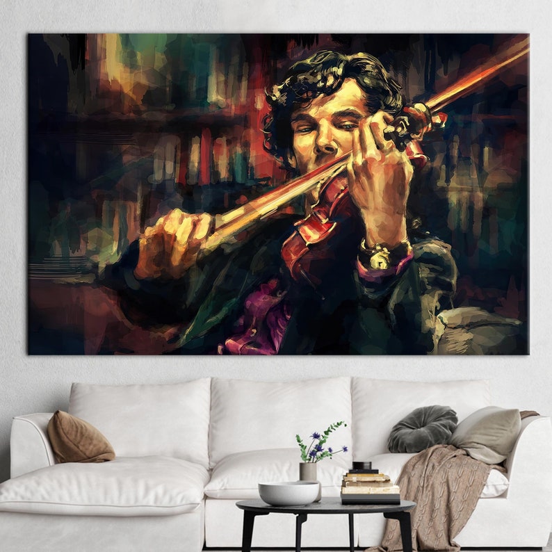 Music Poster, Violinist Art, Music Room Art Canvas, Sherlock Holmes Poster, Men Violins Poster, Modern Canvas Art, Violin Canvas Art, image 3