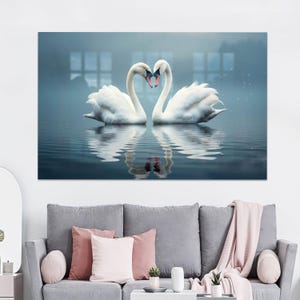 Swans In Love Glass Decor, Animal Glass Decor, Wall Art Prints, Love Glass, Swan Wall Art, Personalized Teacher Gift,