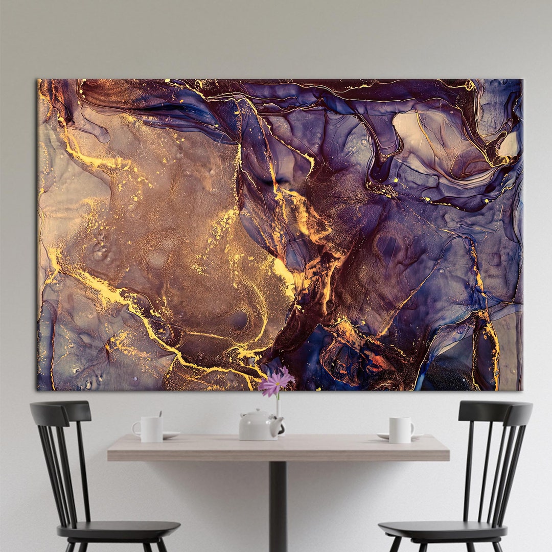 Purple and Gold Marble, Purple Marble Printed, Gold Marble Canvas ...