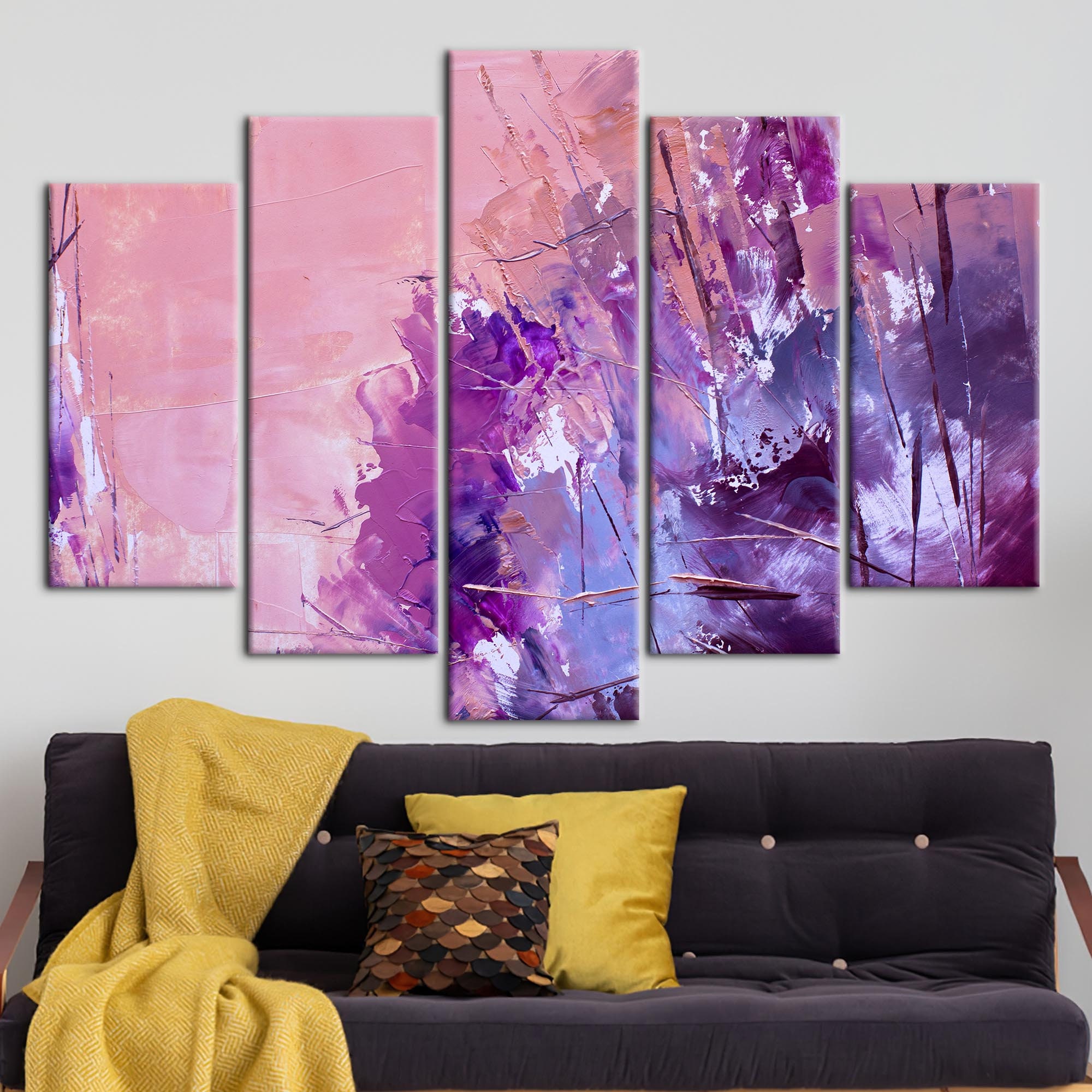 Colorful Printed, Pink and Purple Wall Art, Purple Canvas, Contemporary ...
