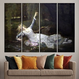 Ophelia, Woman Wall Decor, Famous Printed, Girl Printed, Reproduction Canvas, Oil Painting Print, Cabanel Ophelia Artwork, image 4