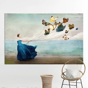 Canvas Wall Art, Canvas, Wall Art, Woman With Butterflies, Abstract Woman Wall Art, Woman Gift Printed, Butterfly Lover Gift Canvas Poster,