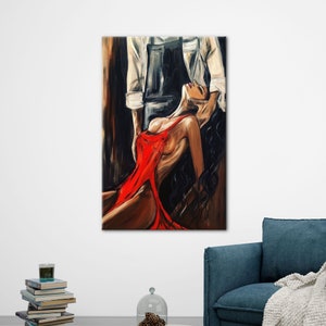Modern Printed, Romantic Couple Wall Decor, Bedroom Art Canvas, Sexy Couple Canvas, Personalized Gift For Wife, Sensual Wall Art, Canvas Art