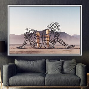 Two People Turning Their Backs On Each Other At Burning Man, Couple Gift Canvas Art, Alexander Milov Canvas Art, Trendy Printed, image 8