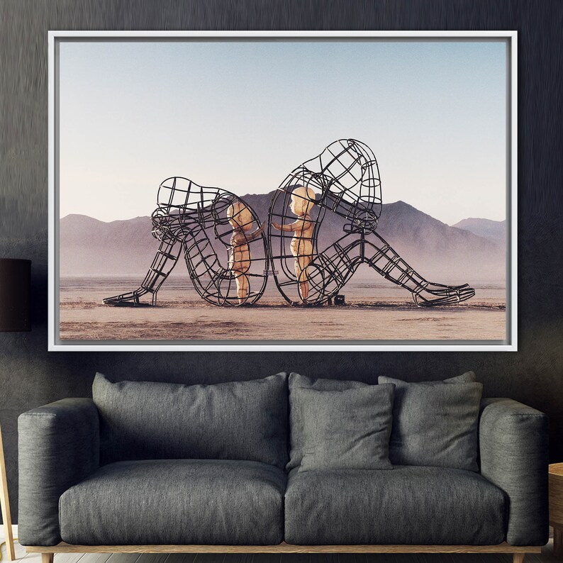 Two People Turning Their Backs On Each Other At Burning Man, Couple Gift Canvas Art, Alexander Milov Canvas Art, Trendy Printed, image 8