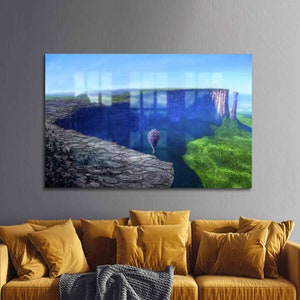 Wall Decoration, Glass, Mural Art, Cartoon Wall Art, Air House Glass Wall Art, Surreal Landscape Glass, Up Movie Glass,