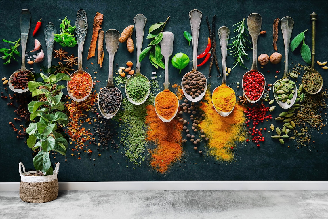 Spices Kitchen Wall Art Indian Spices Wallpaper Abstract Etsy