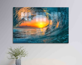 Mural Art, Glass Wall Decor, Tempered Glass, Landscape Glass Wall Art, Wave Glass Wall Art, Seascape Glass Wall, Sea Glass Printing,