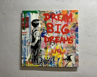 Living Room Wall Art, Wall Art Canvas, Large Wall Art, Dream Big Graffiti, Modern Canvas Art, Dream Graffiti Canvas Print,
