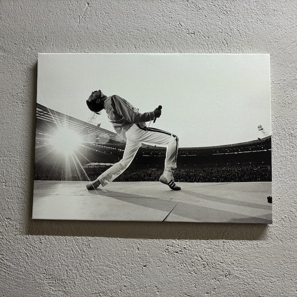 Freddie Mercury, London's Wembley Stadium Art Canvas, Rock Artwork, Singer Wall Decor, Freddie Mercury Wall Decor,