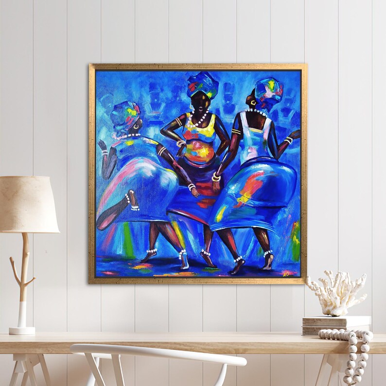 Three Black Women, Modern Canvas, African Canvas Art, Abstract Canvas Art, Abstract Woman Artwork, Black Woman Printed, image 4