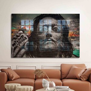 Glass Printing, Tempered Glass, Wall Art, Salvador Dali Graffiti Painting, Dali Street Glass Art, Salvador Dali Wall Decoration,