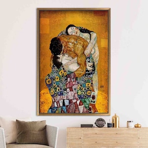 Wall Decor, Wall Art Canvas, Canvas Print, Gustav Klimt The Family, Reproduction Poster, Art Nouveau Canvas Print, Gustav Klimt Canvas, Gold Framed