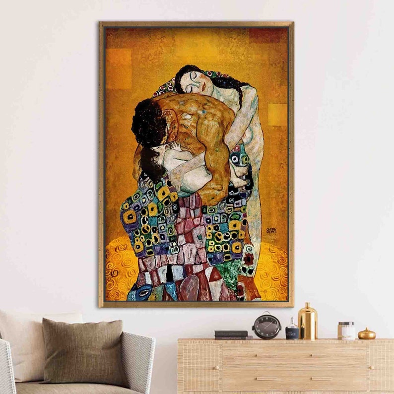 Wall Decor, Wall Art Canvas, Canvas Print, Gustav Klimt The Family, Reproduction Poster, Art Nouveau Canvas Print, Gustav Klimt Canvas, Gold Framed