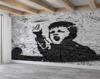 Banksy Bad Boy Canvas, Banksy Graffiti Wall Print, Boy Graffiti Wall Decor, Street Wall Paper, Painting Wall Poster,