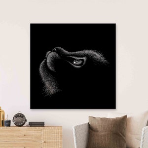 Animal Canvas Art, Cat Canvas Decor, Modern Wall Art, Personalized Gift, Cat Drawing Print, Wall Decor, Personalized Gift, Black Wall Art,