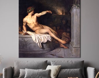 Alexandre Cabanel, Riproduzione su tela, Opera d'arte di uomo nudo, Stampa famosa, Opera d'arte vintage,