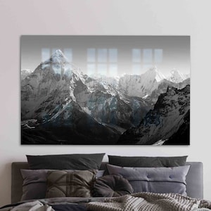 Glass Art, Glass, Wall Decoration, Everest Base Camp, Everest Landscape Wall Decoration, Himalaya Wall Decor, Mountain Wall Art,