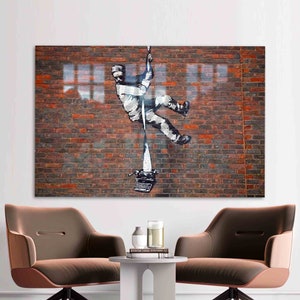 Glass Wall Art, Glass Wall Decor, Tempered Glass, Bansky Reading Prison, Banksy Street Glass Printing, Abstract Wall Decoration,