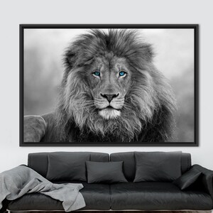 Blau gemusterter Löwe Wandbild, Tierleinwand Kunst, Wildtier Wandkunst, Loft Wandkunst, Wildtier Leinwand, Löwe-Wand-Dekor, Wilde Löwen-Wandkunst, Bild 8